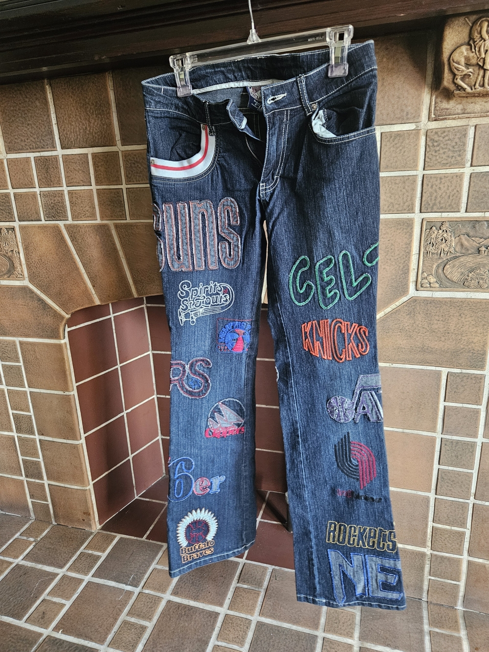 Womens Dark Blue Patchwork Boot Cut Jeans - Unbranded